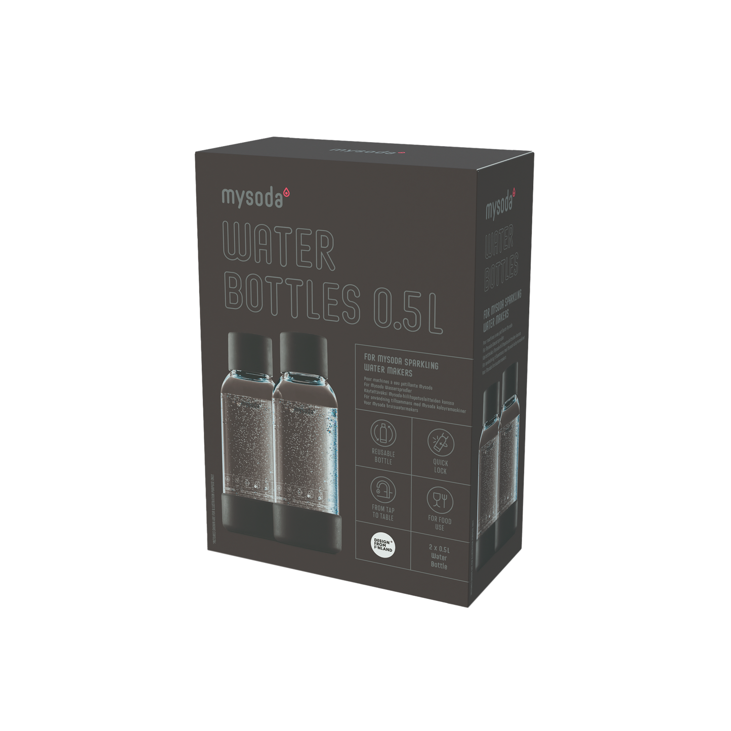 MYSODA VATTENFLASKA BLACK 0.5L 2-PACK
