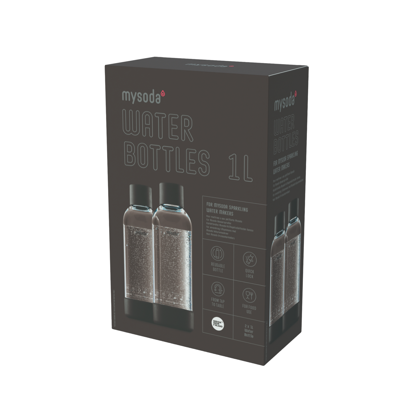 MYSODA VATTENFLASKA BLACK 1L 2-PACK