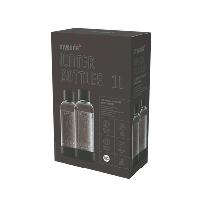MYSODA VATTENFLASKA BLACK 1L 2-PACK