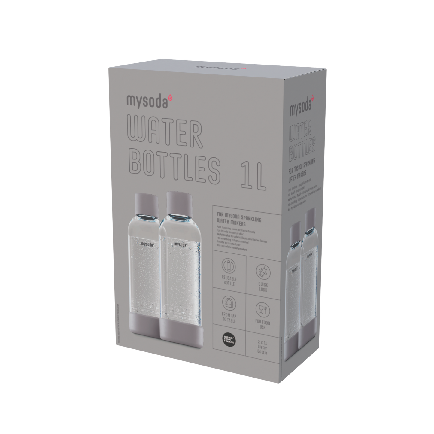 MYSODA VATTENFLASKA GRAY 1L 2-PACK