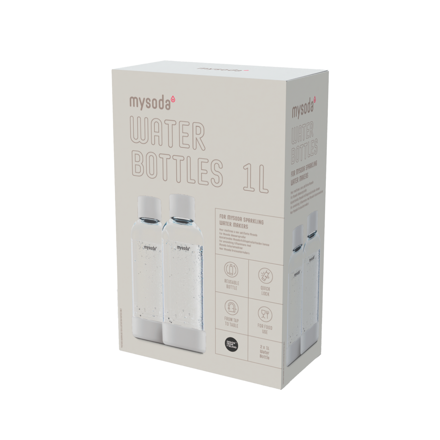MYSODA WHITE 1L VATTENFLASKA 2-PACK