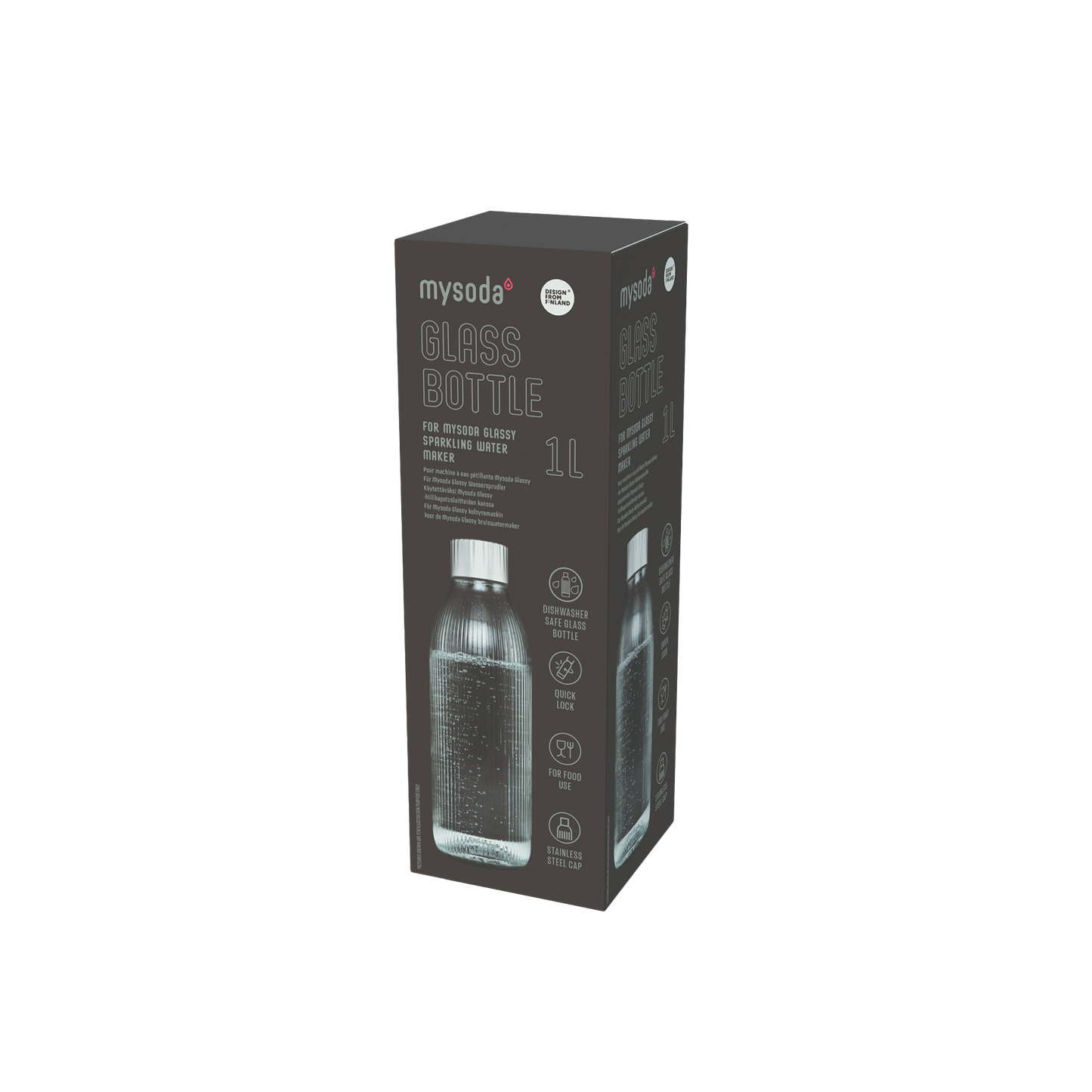 MYSODA GLASFLASKE SILVER 1L