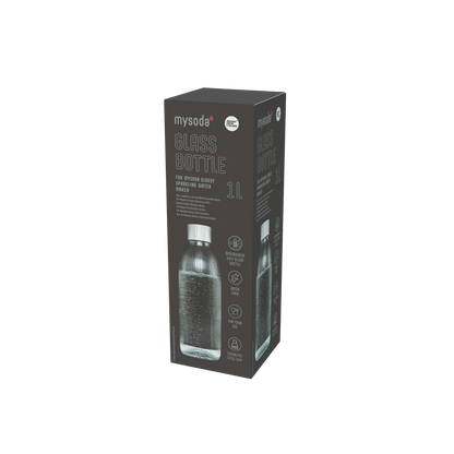 MYSODA GLASFLASKE SILVER 1L