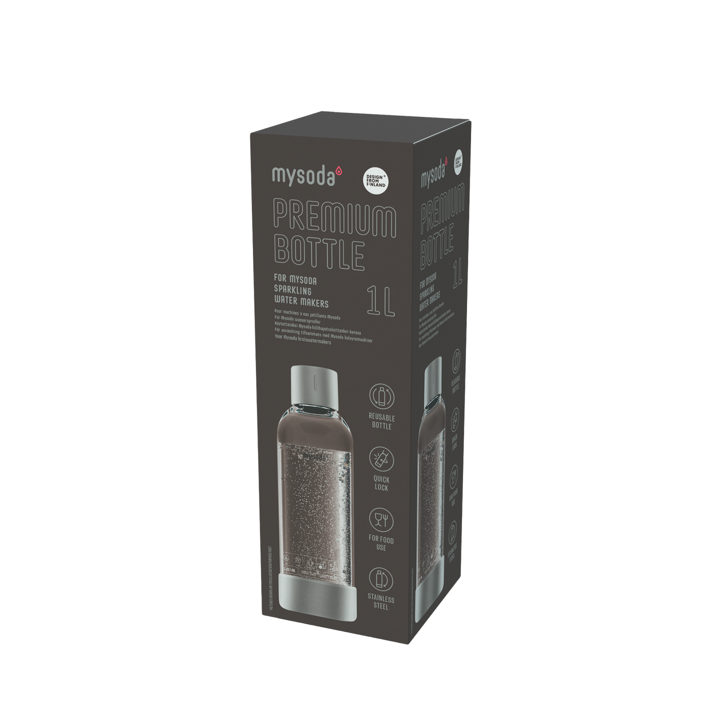 MYSODA PREMIUM VATTENFLASKA SILVER 1L